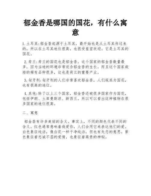 郁金香是哪国的国花,有什么寓意 