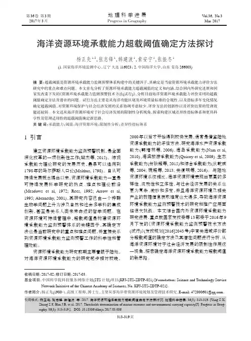 海洋资源环境承载能力超载阈值确定方法探讨