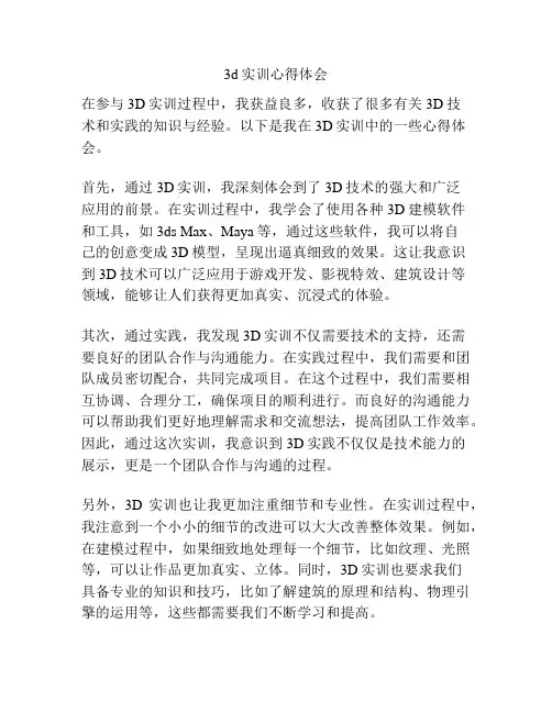 3d实训心得体会
