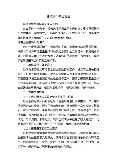 环境卫生整治报告（通用9篇）