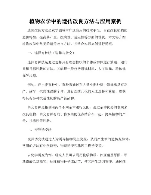 植物农学中的遗传改良方法与应用案例