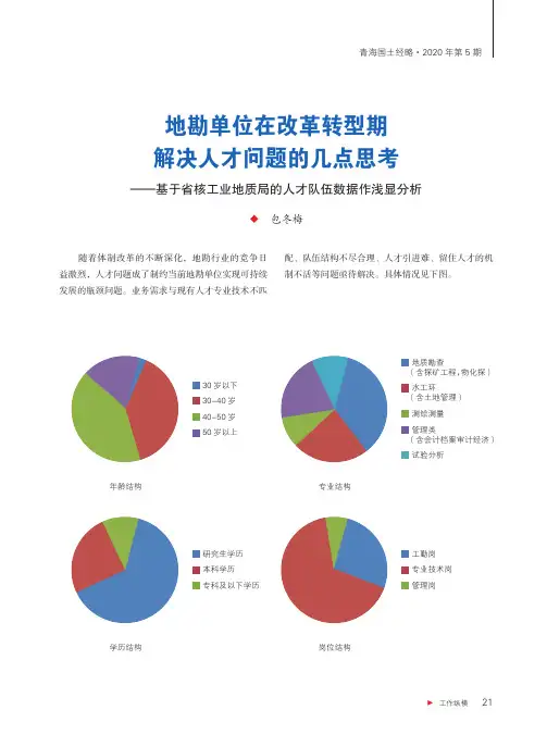 地勘单位在改革转型期解决人才问题的几点思考--基于省核工业地质局的人才队伍数据作浅显分析