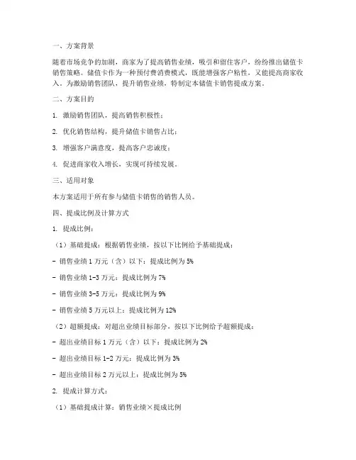 储值卡销售提成方案