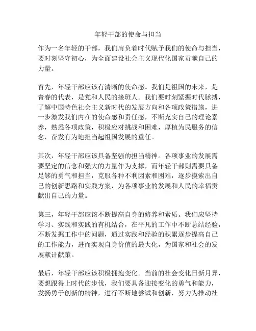 年轻干部的使命与担当