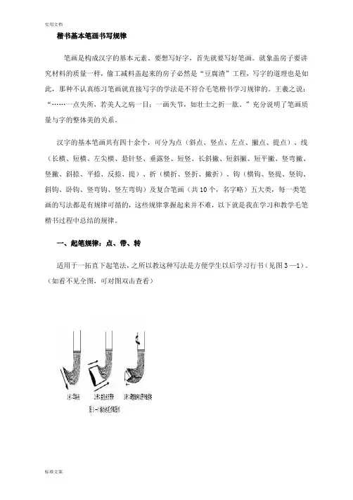 楷书基本笔画书写规律