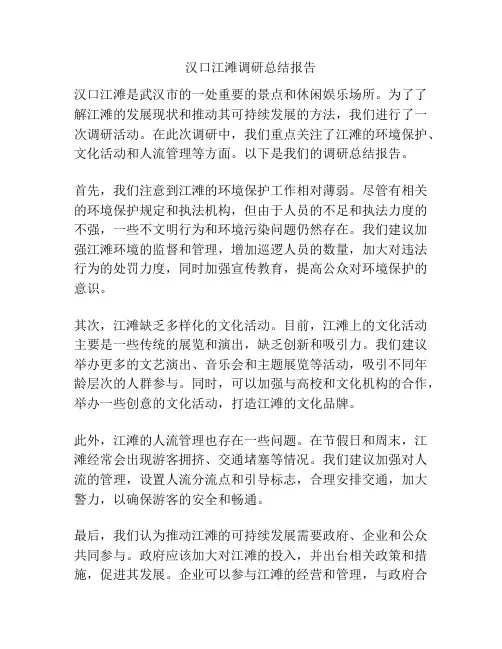 汉口江滩调研总结报告
