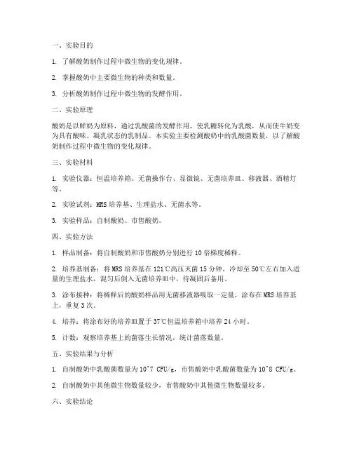 酸奶测菌实验报告