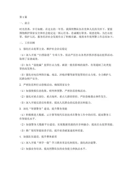 刑警年度报告总结范文(3篇)