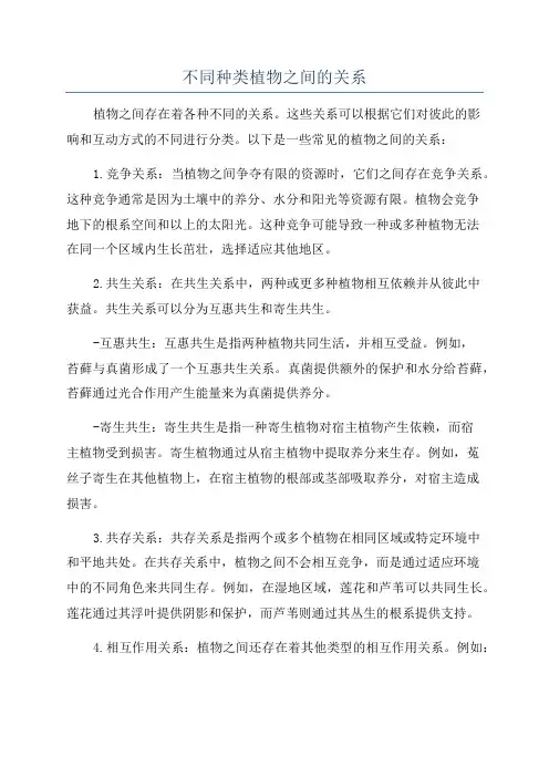 不同种类植物之间的关系