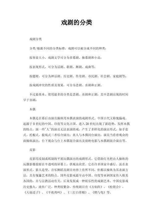 戏剧的分类——精选推荐
