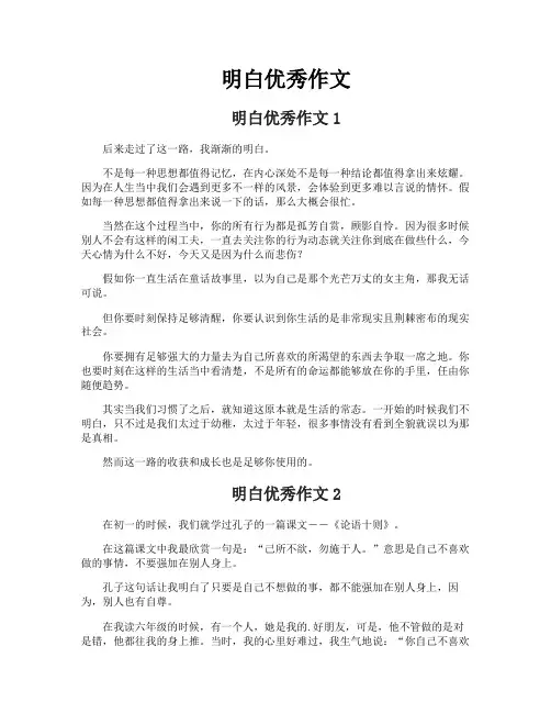 明白优秀作文