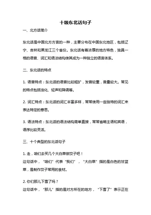 十级东北话句子