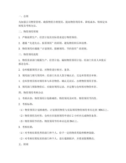 仓库物资领用管理制度及考核办法