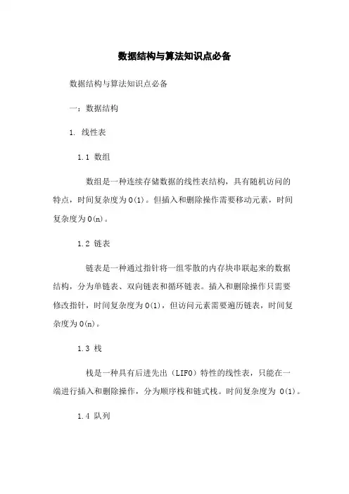 数据结构与算法知识点必备