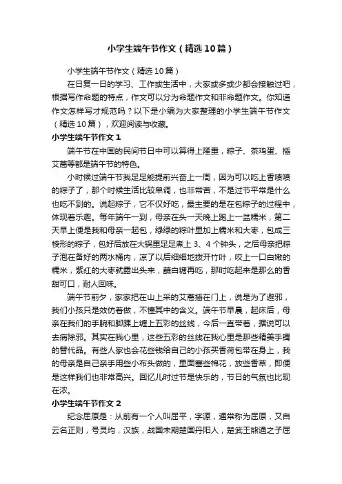 小学生端午节作文（精选10篇）