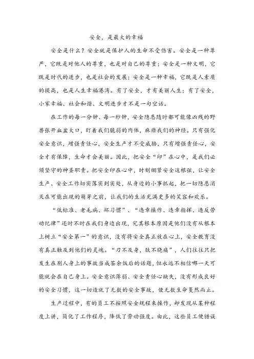 安全是最大的幸福
