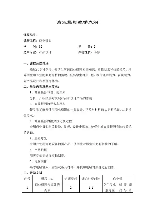 商业摄影教学大纲
