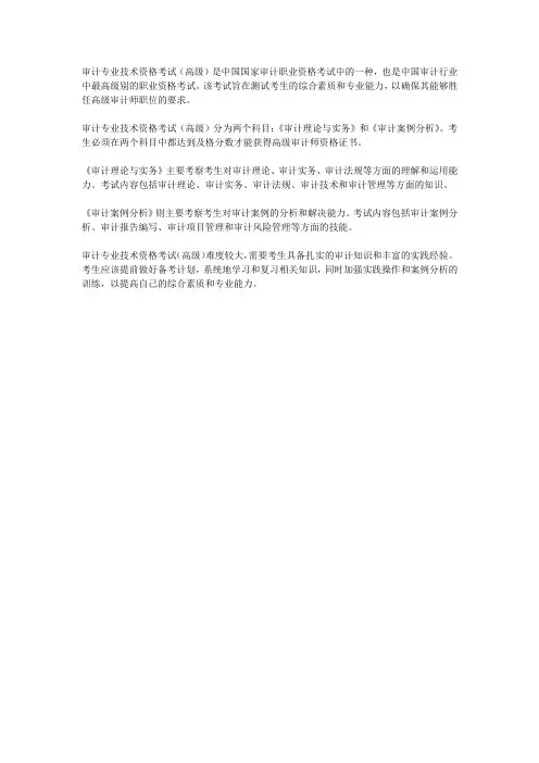 审计专业技术资格考试(高级)