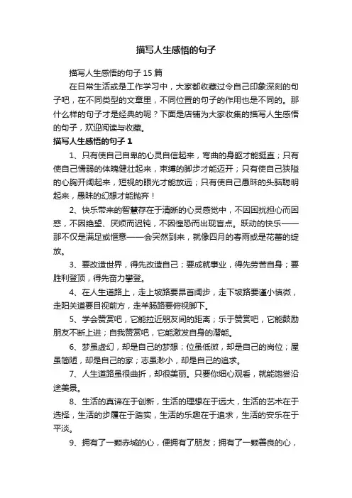 描写人生感悟的句子