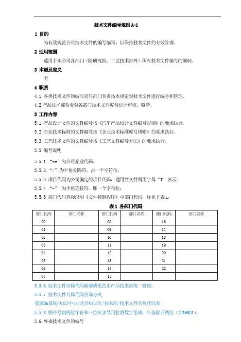 技术文件编号规则A-1