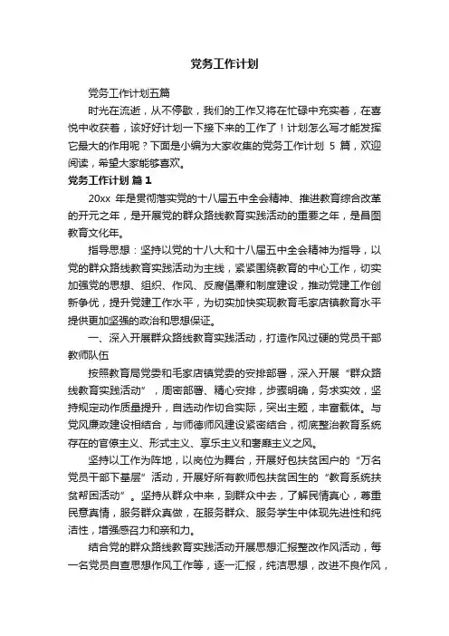 党务工作计划