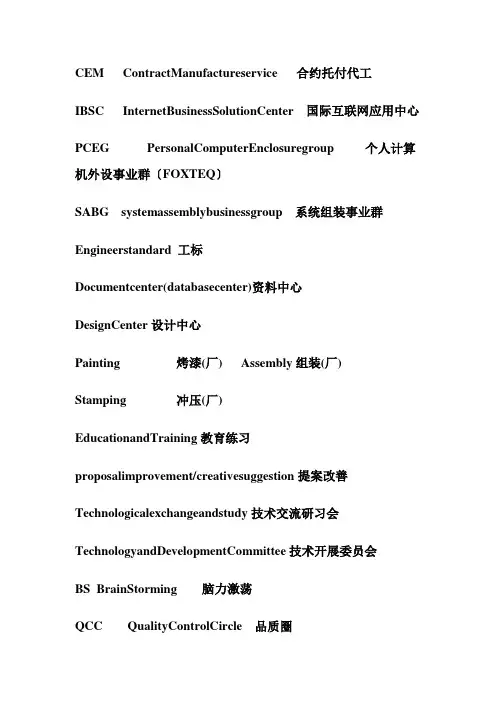品质相关英文缩写