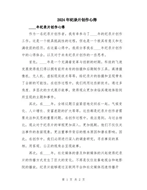2024年纪录片创作心得