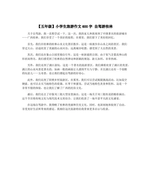 【五年级】小学生旅游作文600字 自驾游桂林
