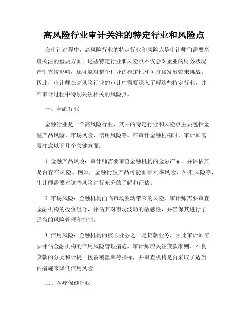高风险行业审计关注的特定行业和风险点