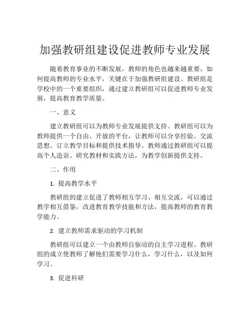 加强教研组建设促进教师专业发展