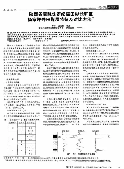 陕西省黄陇侏罗纪煤田彬长矿区杨家坪井田煤层特征及对比方法
