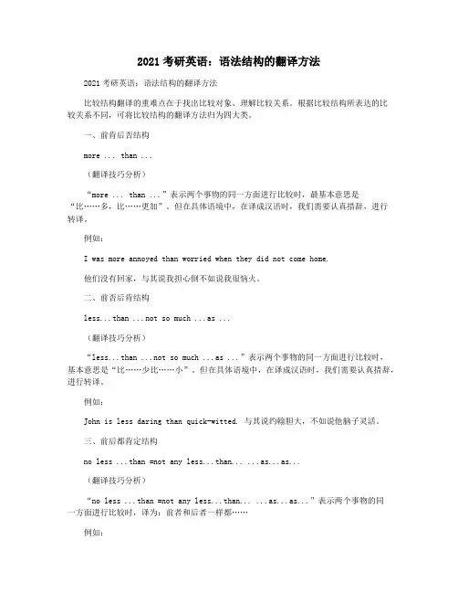 2021考研英语：语法结构的翻译方法