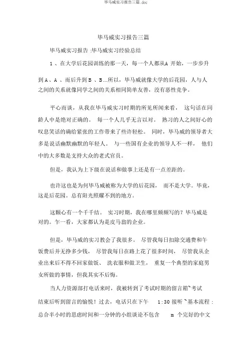 毕马威实习报告三篇.doc