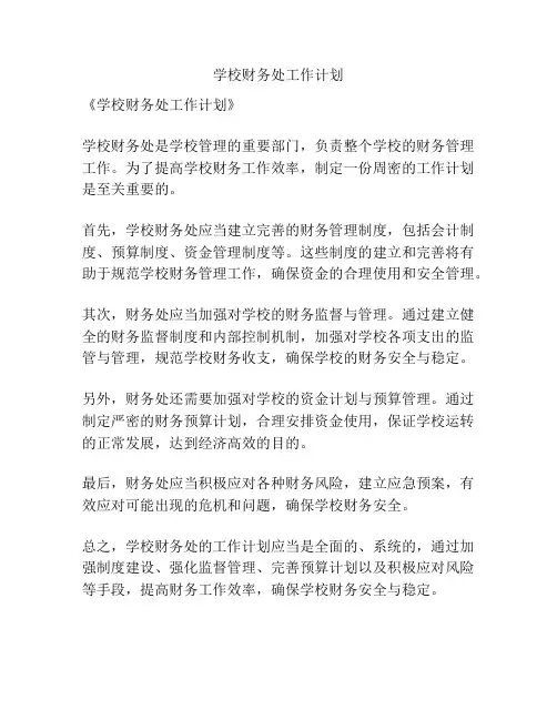 学校财务处工作计划