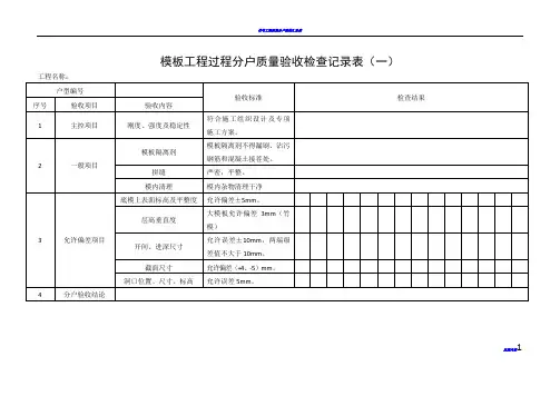 住宅工程质量分户验收检查记录表(新版)