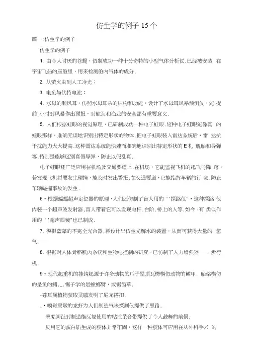 仿生学的例子15个