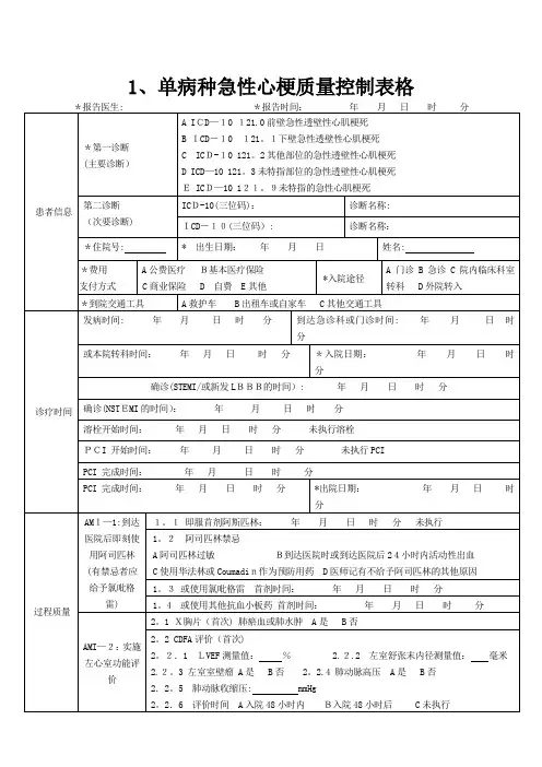 单病种质量控制表单(完整版)