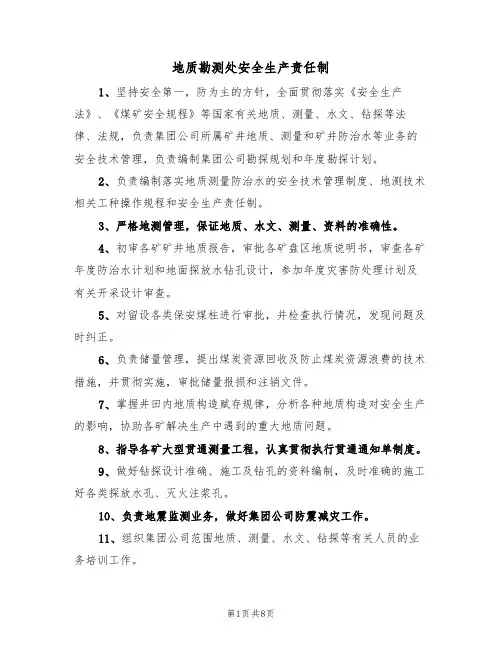 地质勘测处安全生产责任制(5篇)