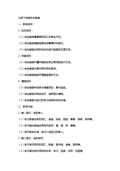 三级下学期校本教案