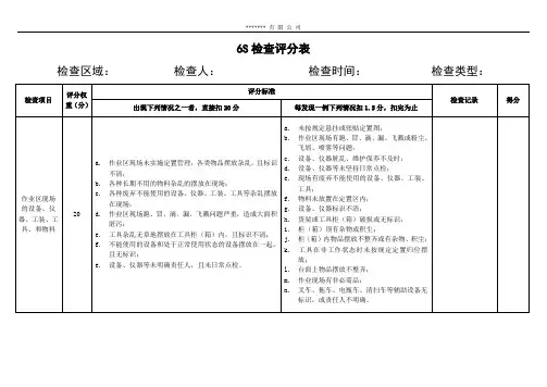 6S检查评分表