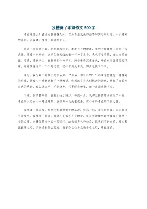 我懂得了希望作文500字