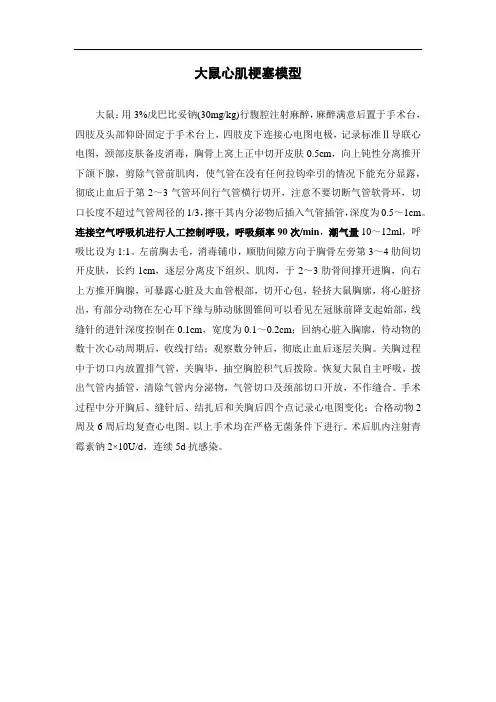 大鼠心肌梗塞模型