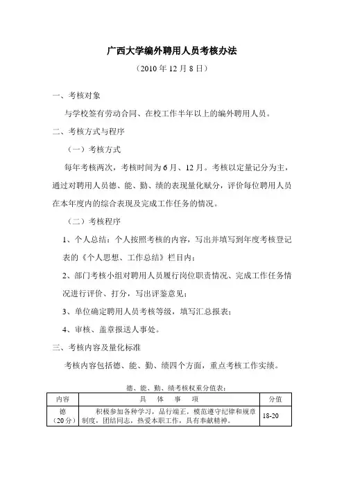 广西大学编外聘用人员考核办法广西大学文件管理系统