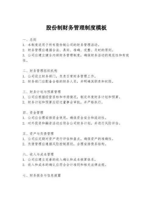 股份制财务管理制度模板