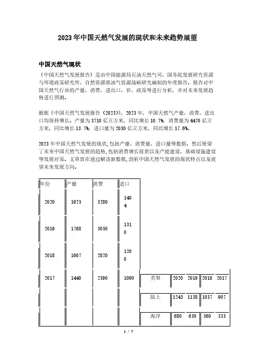 2023年中国天然气发展的现状和未来趋势展望
