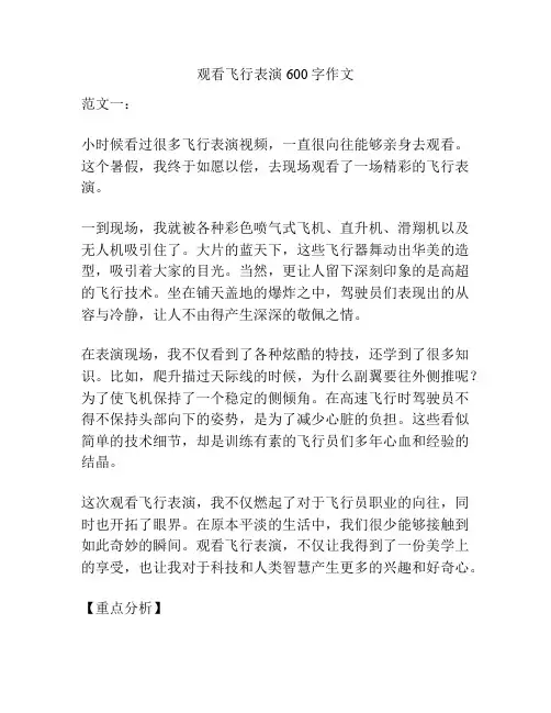 观看飞行表演600字作文