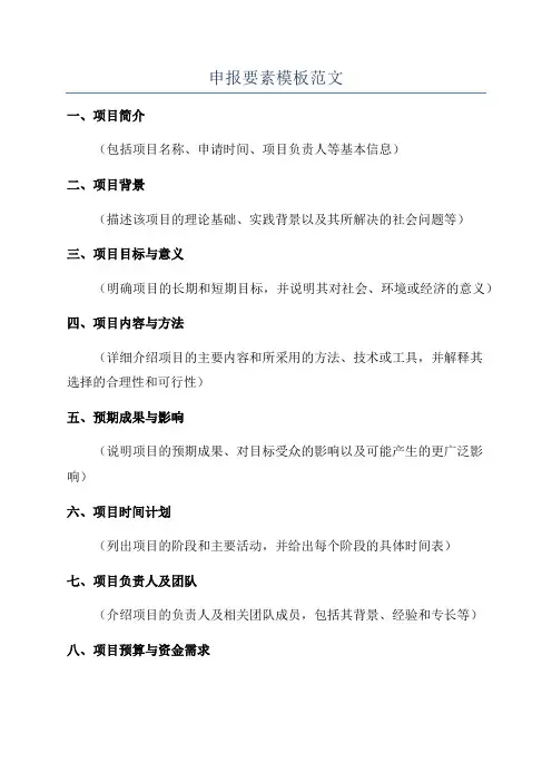 申报要素模板范文