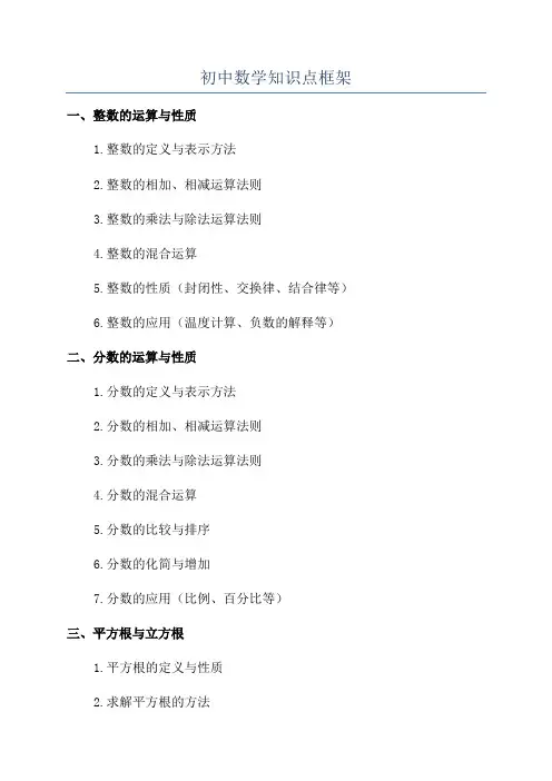 初中数学知识点框架
