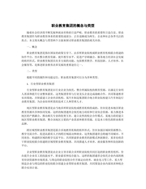职业教育集团的概念与类型