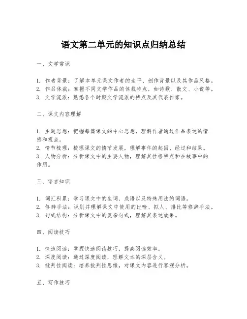 语文第二单元的知识点归纳总结